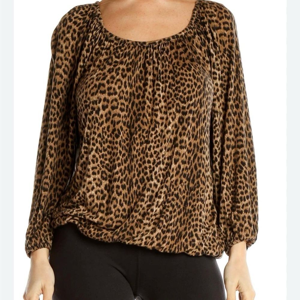 Michael Kors Brown Leopard Print Blouse